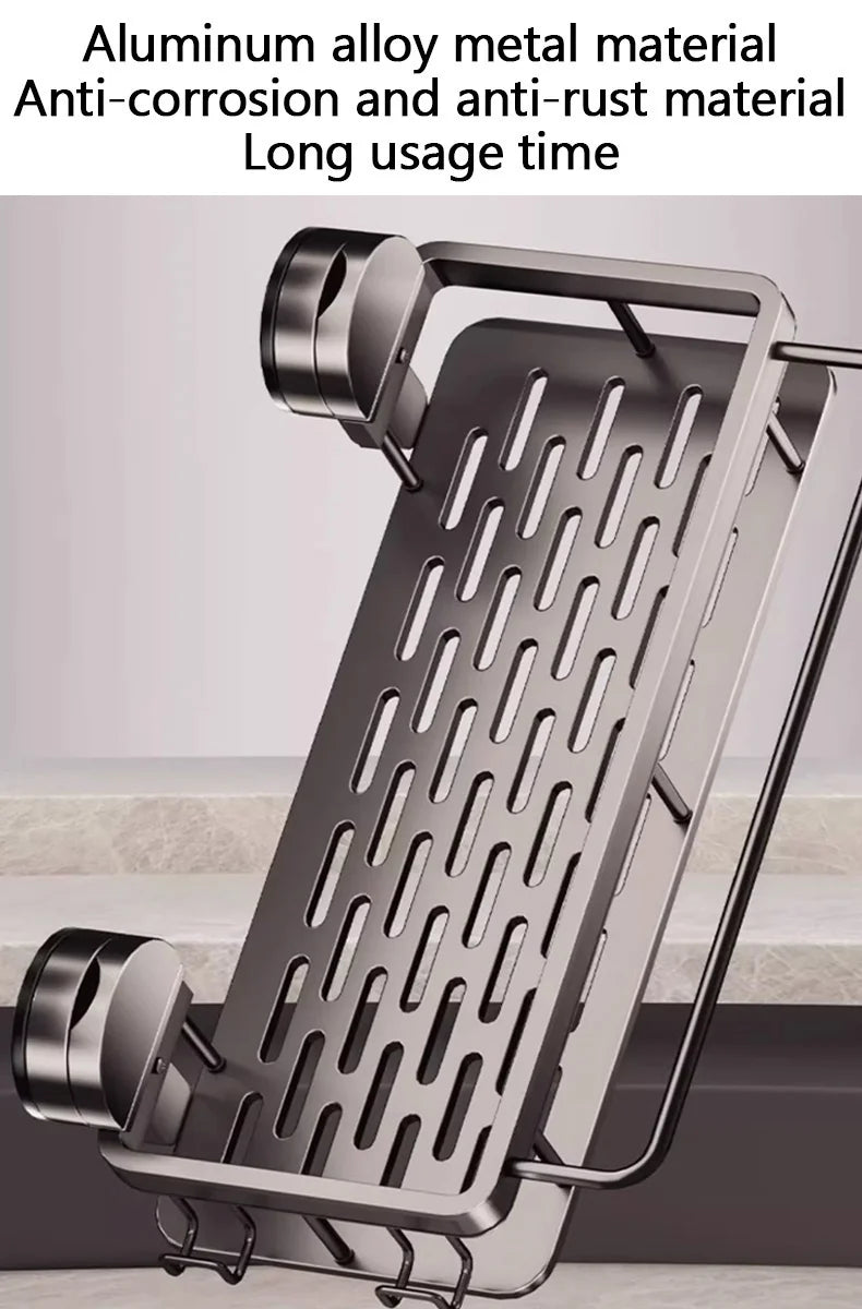 Kein Bohren, Saugnapf, selbstklebendes Badezimmerregal, Badezimmerregal, Toilette, Aluminium-Hängeregal, Badezimmer-Organizer, zum Aufhängen an der Wand