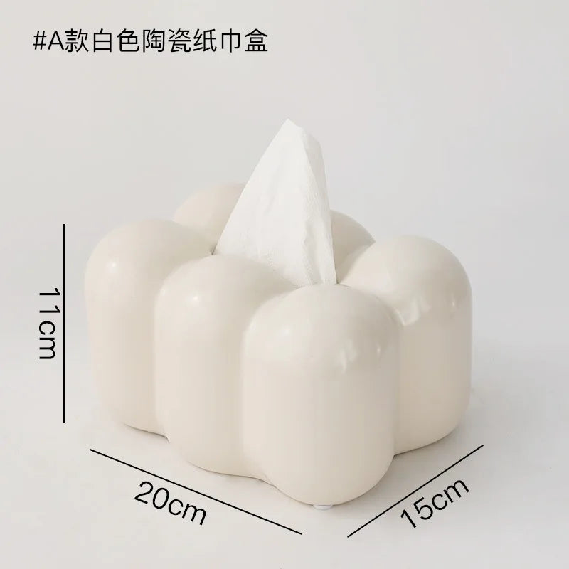 Geometry Tissue Box Cover Decorative Facial Tissue Holder Case Container for Bedroom Tissue Box Covers Rectangular Ceramic