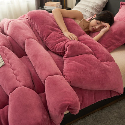 New Milk Velvet Soybean Comforter Grey Winter Keep Warm Duvet Solid Quilt Soft Fleece Thickened Blanket Drop Shippping Full.