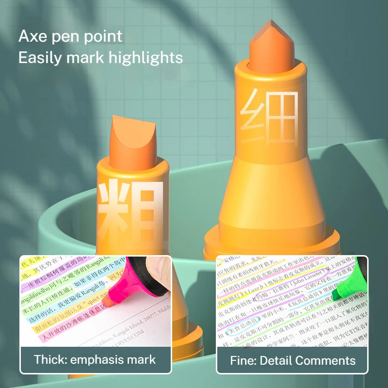 Deli 10-teiliges Textmarker-Set, große Kapazität, Meißelspitze, Bonbonfarben-Marker, Studenten-Briefpapier, Schulbedarf.