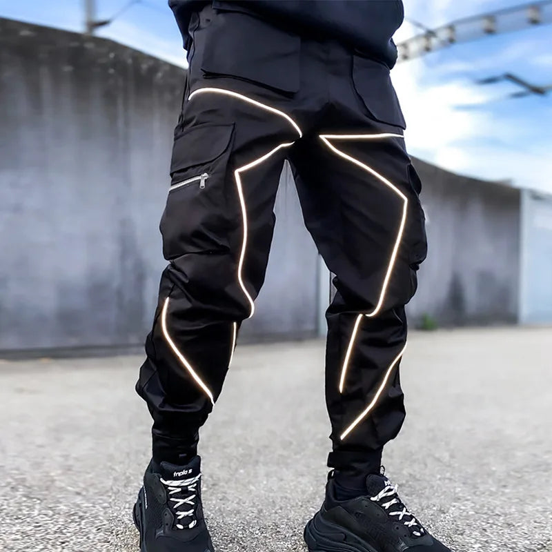 Men's Reflective Cargo Pants 2025 New Hip Hop Casual Joggers Trousers Multi-Pocket Men Sweatpants Streetwear Sports Pant M-3XL.