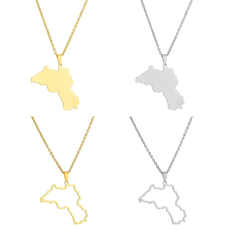 Stainless Steel Kurdistan Map Pendant Necklace for Couple Ethnic Jewelry Valentines Women Men Unisex Charm Gift.