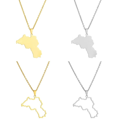 Stainless Steel Kurdistan Map Pendant Necklace for Couple Ethnic Jewelry Valentines Women Men Unisex Charm Gift.