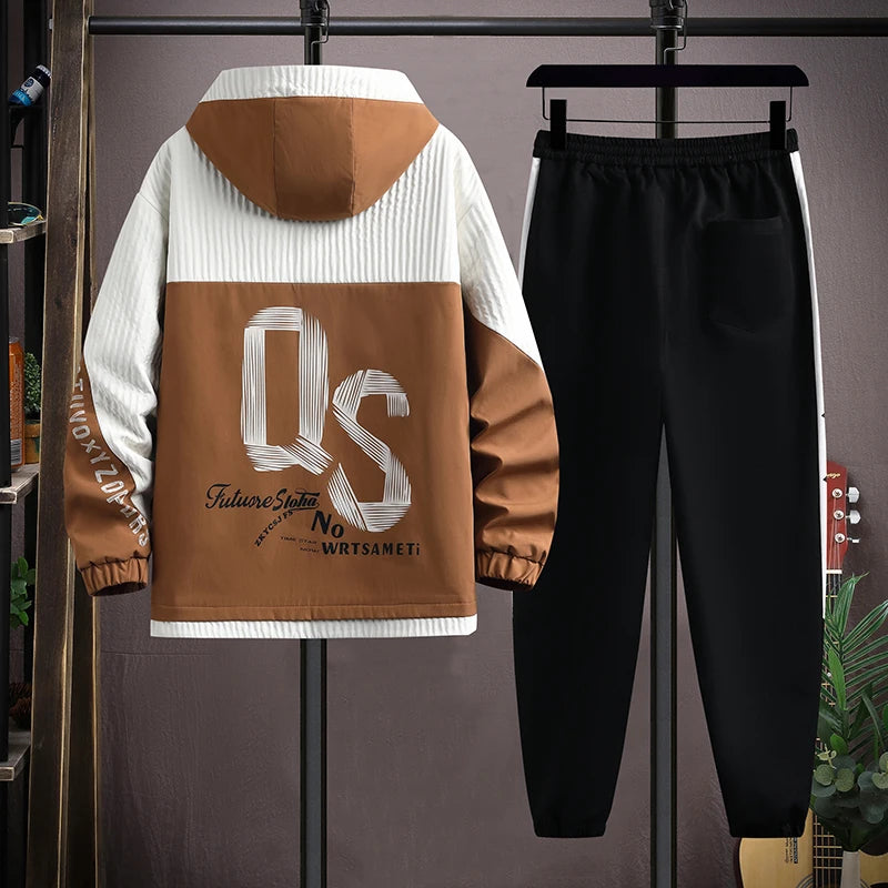 2025 Spring Casual Jackets Sportswear+Pants Men's Sets Korean Style 2 Piece Sets Men Streetwear Fitness Male Tracksuit.