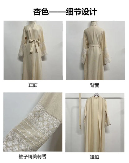 Ramadan Eid Black Open Kimono Abaya with Sashes Damen Dubai Islam Muslim Dress Kaftan Prayer Clothes Women Kebaya Robe Femme.