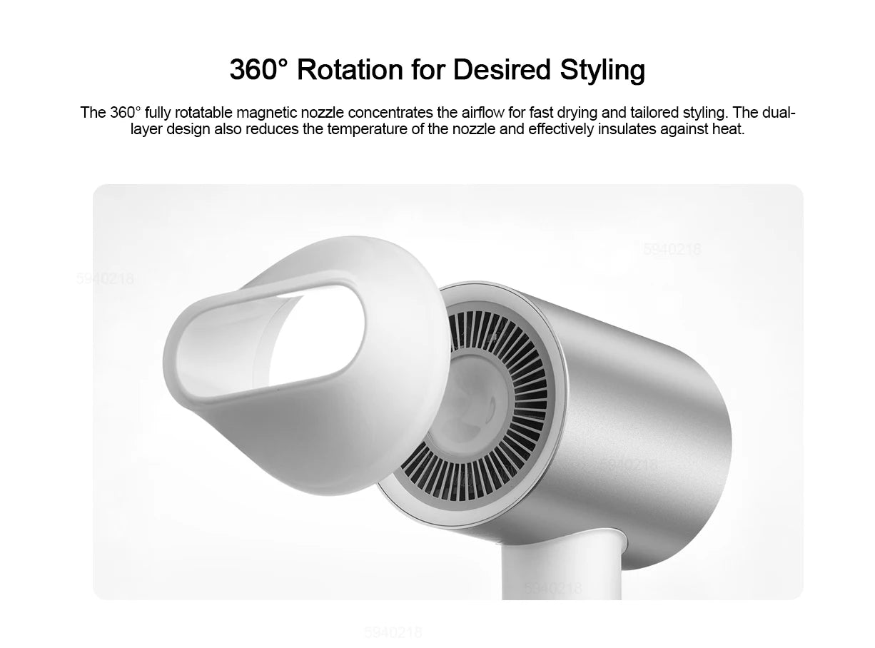 XIAOMI MIJIA H500 Water Ion Hair Dryer,Professional Negative Ionic Blow Hair Dryer,3 Temp & 2 Speed,220V CN Version With Adapter