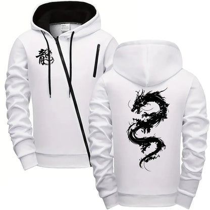 Fashion Versatile Men's Jacket Sweatshirt Daily Hoodies Men Casual Diagonal Zipper Sweatshirts Outdoors Printing Sports Clothing.