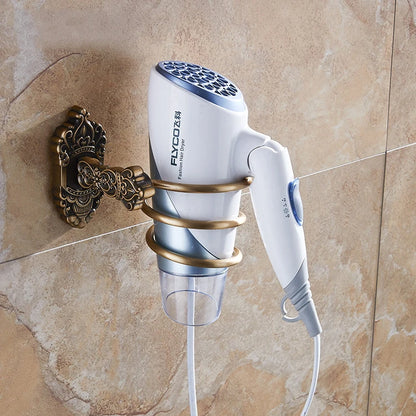 Haartrockner-Halter, Aluminium, antikes Badezimmer-Regal, Aufbewahrung, nagelfrei, Wandregal, montierter Organizer, Spiralständer, Zahnbürstenhalter