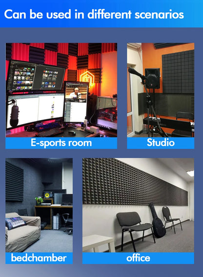 Sound Absorbing Wall Panel 6/12/24Pcs Acoustic Foam Self Adhesives Decor Studio Echo Canceling Treatment For Game Room Cinema