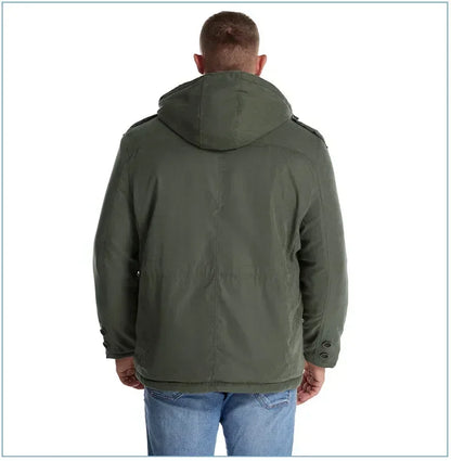 Men's Jacket WINTER USA SIZE Large SIZE Lamb Fleece JACKETS Hooded Cotton Thickened Multi Pocket Casual Mid length Coat