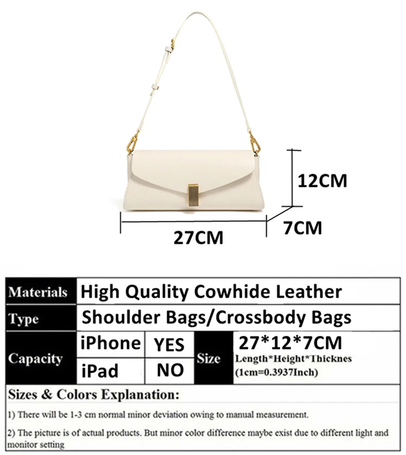 Hifashion Elegant Genuine Leather Underarm Shoulder Bags For Women 2025 Luxury Designer Crossbody Purses Square Ladies Handbags.