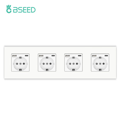 BSEED EU-Wandsteckdosen Typ C USB-Steckdosen Doppelte Steckdosen Dreifachsteckdosen Kunststoffrahmen Deutschland Steckdose mit Dual-USB.