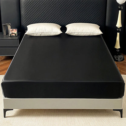 Satin Elastic Fitted Sheet Solid Mattress Cover 360 Band Bed Sheet for Single Double Couple King Queen Full Twin Bedsheet.