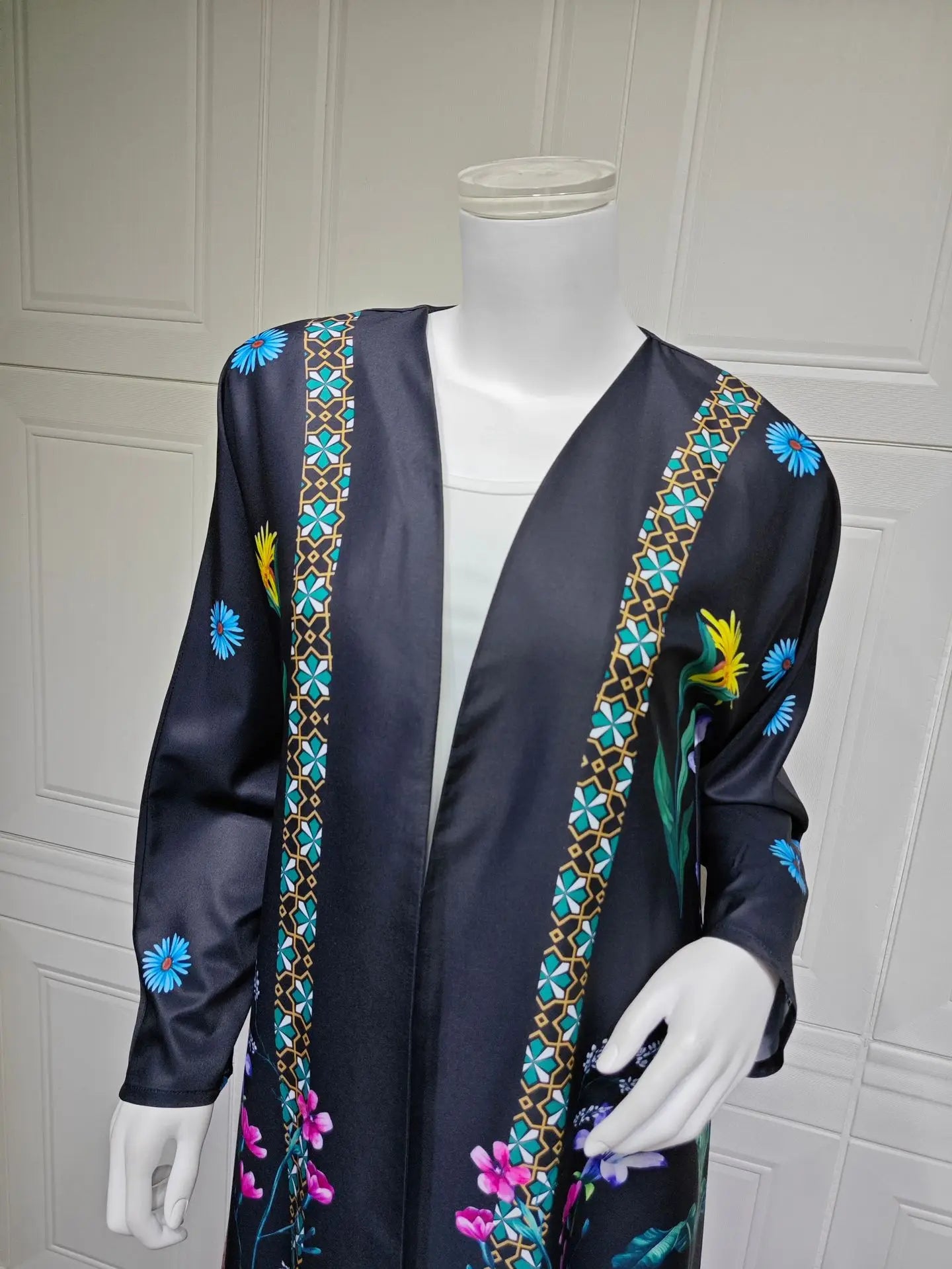 2025 Elegant Dubai Floral Print with Hijab Kimono Abaya Dress Luxury Saudi Arabia Muslim Women Islamic Middle East Turkey Robe.