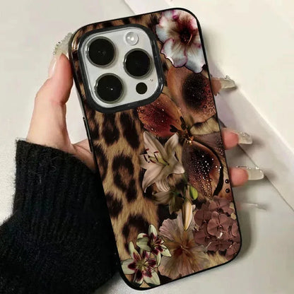 Leopard Print Elegant Lily Flower Pattern Phone Case For iPhone 16 14 13 12 11 15 Pro Max SE 2020 XR XS MAX 7 8 Plus Soft Cover.