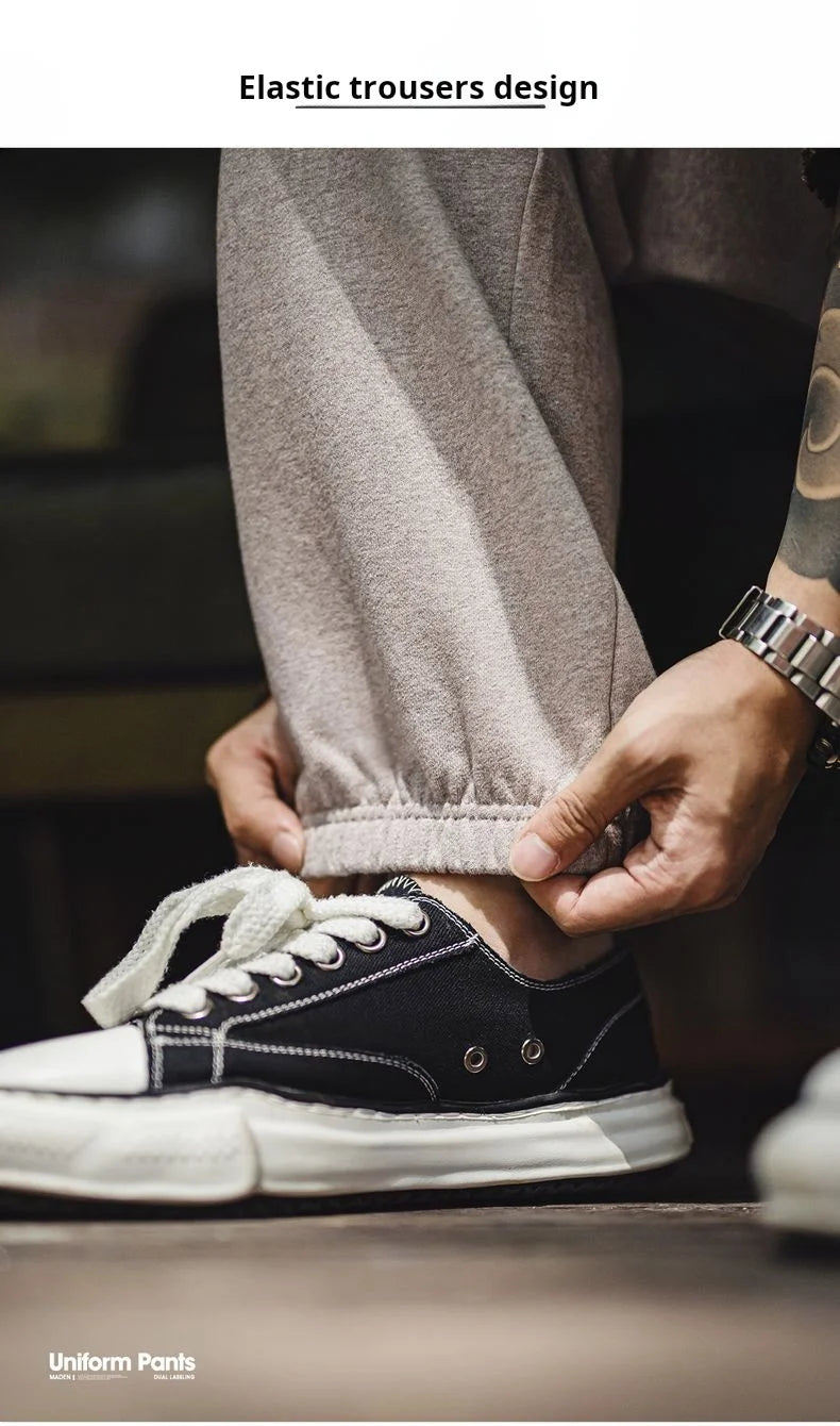 Maden Men's Men's Jogger Pants Embroidered Straight-Leg Sweatpants Elastic Waist Cuffed Casual Training Trousers for Fall Winter.