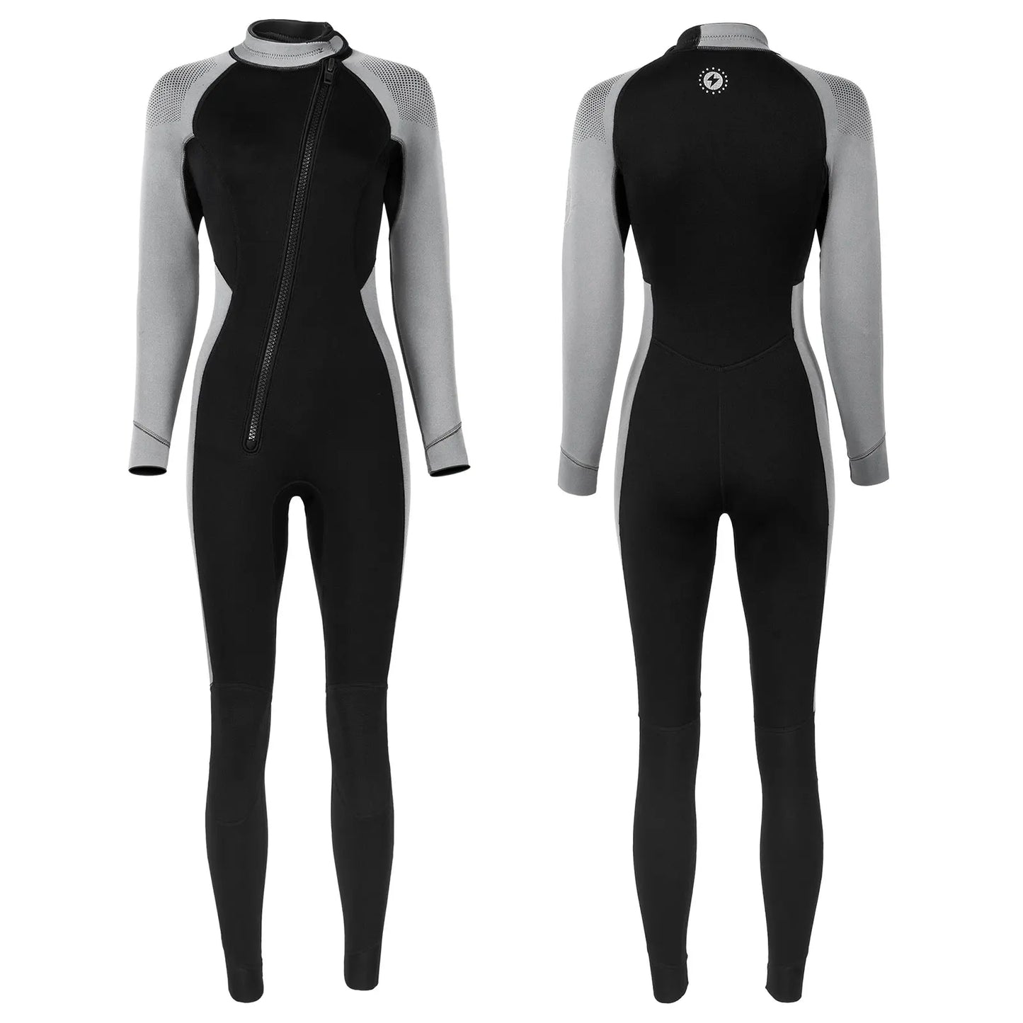 Women 3mm Neoprene One-Piece Thermal Wetsuit Mock Neck Long Sleeve Front Zipper Jumpsuit for Swimming Surfing Snorkeling Diving.