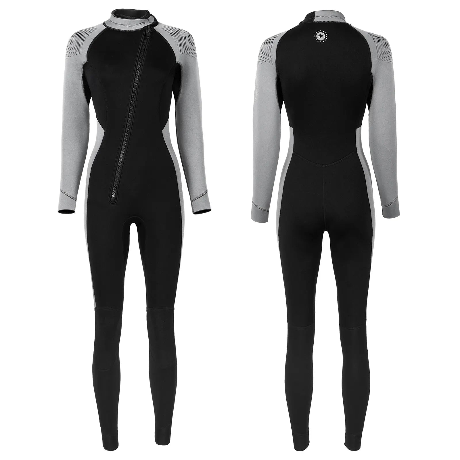 Women 3mm Neoprene One-Piece Thermal Wetsuit Mock Neck Long Sleeve Front Zipper Jumpsuit for Swimming Surfing Snorkeling Diving.