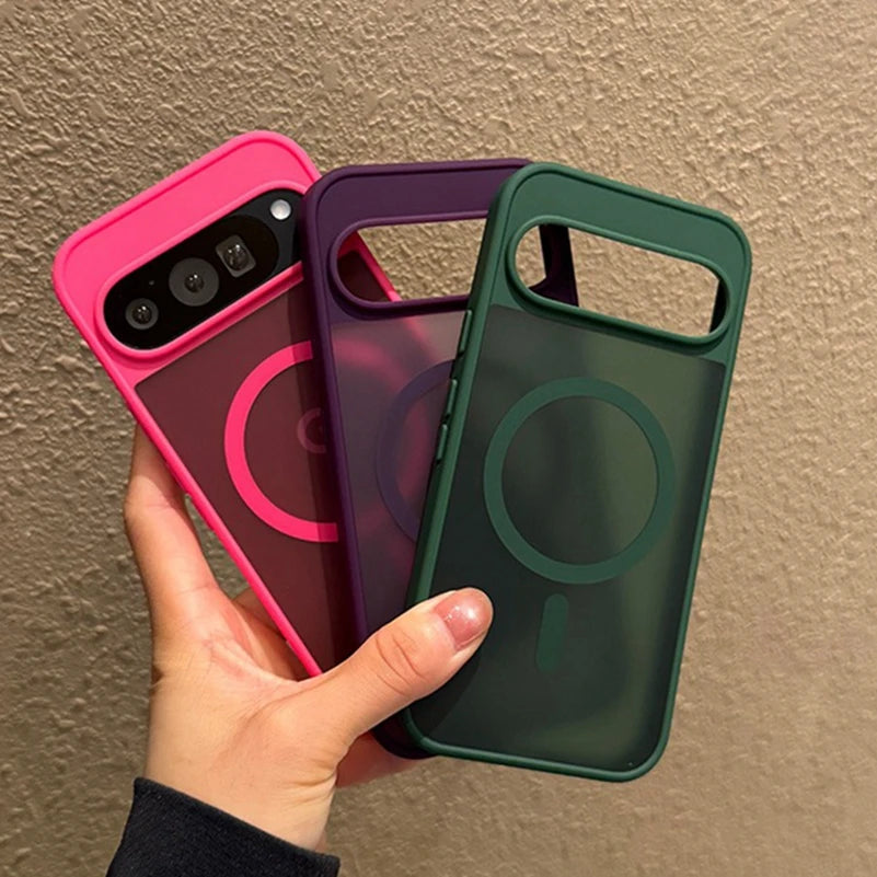 Magsafe Translucent Matte Magnetic Case For Google Pixel 10 ProXL 9 Pro XL 10Pro 10 9A Wireless Charging Candy Color Slim Cover.