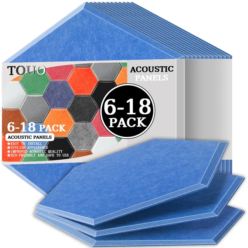 TOUO Acoustic Panels 6-18pc Noise Treatment Insulation Soundproofing Home Studio High Density Soundproof Wall Decor Bedroom