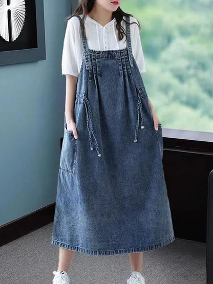AmaxluluE 2023 Sommer Frauen Mode Übergroßen Ärmellose Denim Kleider Lose Lange Kleidung Klassische Luxus Casual Vintage Vestidos