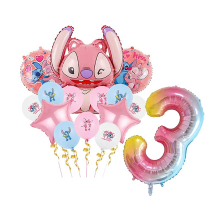 Disney Rosa Stich Geburtstag Party Dekorationen Mädchen Einweg Geschirr Ballon Kuchen Topper Tischdecken Liefert Baby Dusche