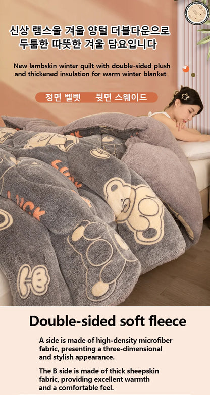 Winter Bedding Thick Quilt Blanket Thickened Warm Flannel Fleece Comforter for Cold Nights Set Bed Duvets Quilts the Blankets.