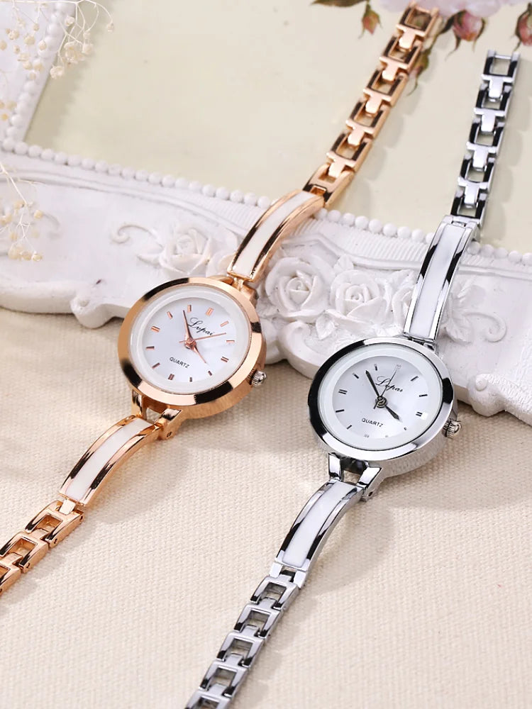 Women Luxury Rose Gold Silver Bracelet Wristwatch Ladies Alloy Simple Casual Quartz Watch Clock Watch for Women Watches Ladies.
