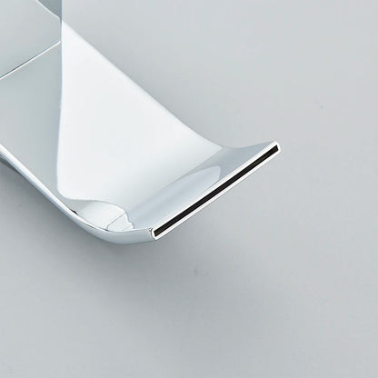 Chrome Bathroom Basin Faucet Waterfall Faucet Single Handle Wide Spout High Style Hot Cold Water Tap  for Bathroom