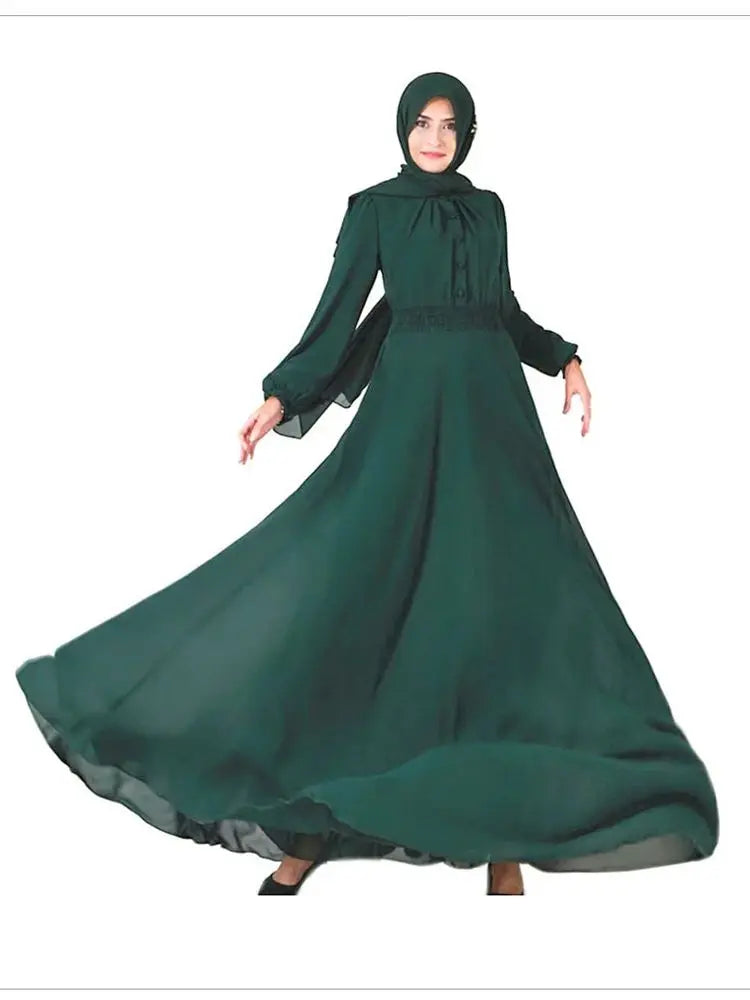 Ramadan Green Chiffon Abaya Damen Dubai Luxury Islam Muslim Dresses For Women Kebaya Kaftan Robe Musulmane Caftan Marocain Femme.