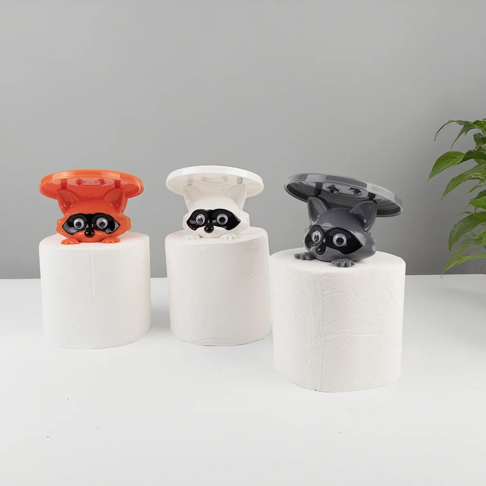 Lustiger Waschbär-Toilettenpapierhalter, Badezimmer-Organizer, niedlicher Waschbär-Rollen-Aufbewahrungshalter für Badezimmer, Toilettenpapierhalter
