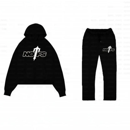 Streetwear Sportswear Set NOFS Printed Loose Hoodie Sweatshirt Men Women Casual Pants Autumn Winter Fashion Outfit