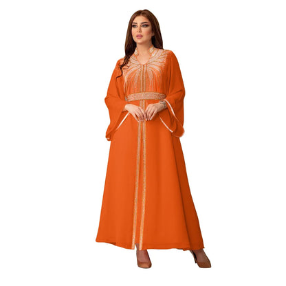 Arabische Robe Mode Nahen Osten Muslimischen Kaftan Dubai Hot Fix Diamant Party Abendkleider für Frauen Kerb Stehkragen Vestidos
