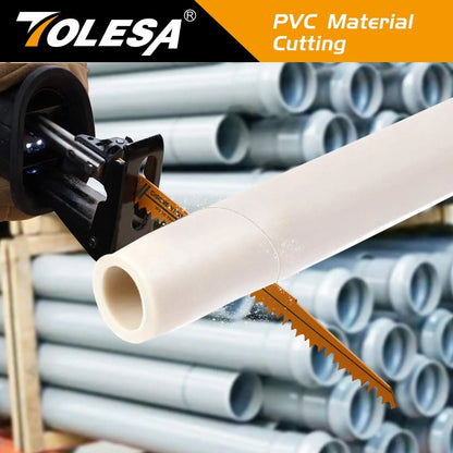 TOLESA 5PCS 5/6TPI Holz Beschneiden Säbelsägeblätter für Holz und PVC Rohr Schneiden CRV Sharp Ground Zähne Säbelsägeblätter