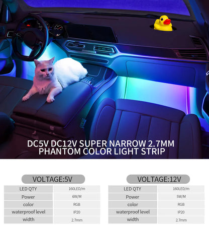 DC5V/12V RGB Traumfarbwechselnde LED-Streifenlichter WS2812 2020 Ultraschmal 2,7 mm 160 LEDs/m Intelligente, individuell adressierbare Ziffern.