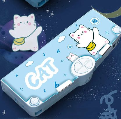 Mechanisches, verformbares, niedliches Federmäppchen mit Stifteinsatz, multifunktionaler Schlüsselschalter, Cartoon-Aufbewahrungsbox für Schule und Schreibwaren aus Kunststoff.