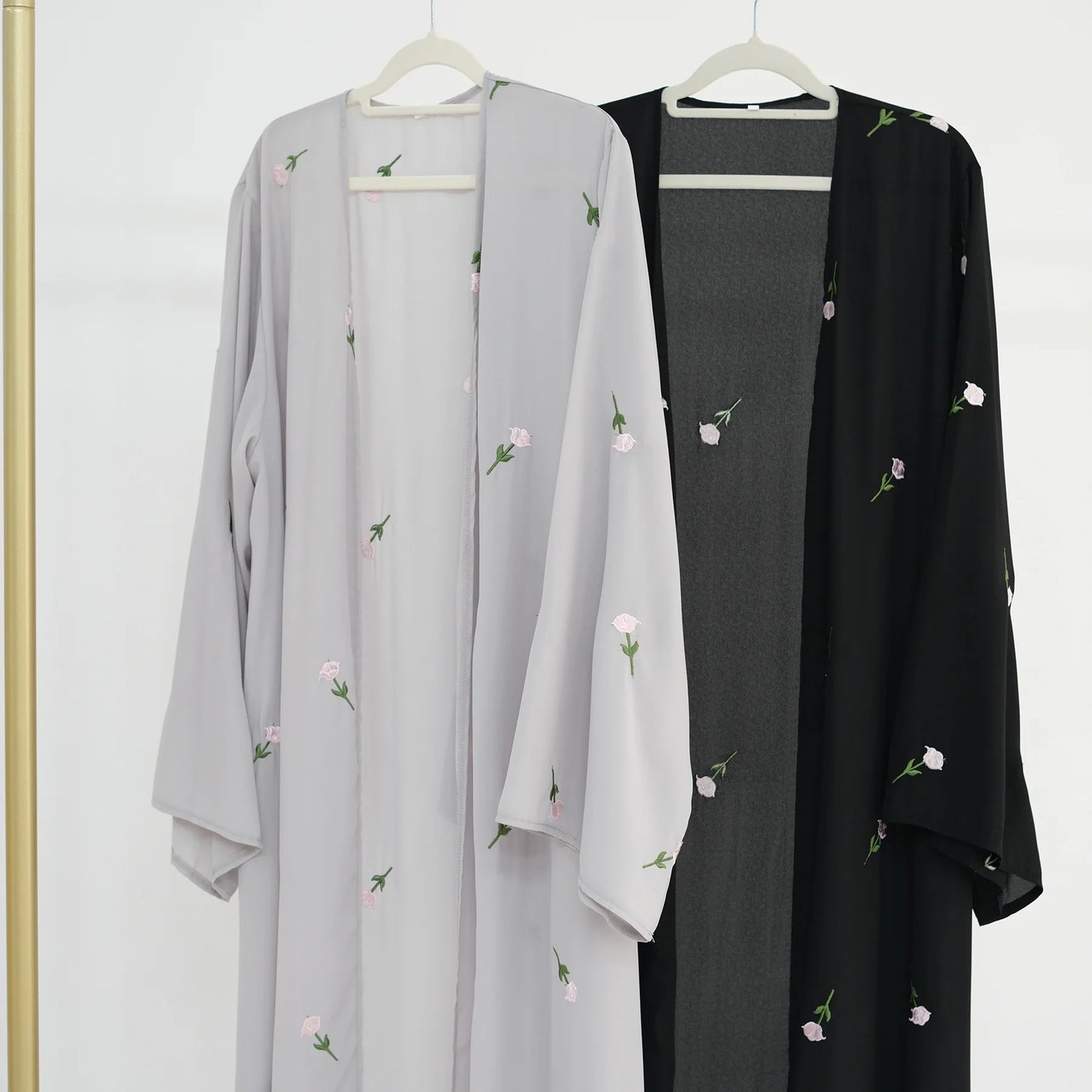 2024 New Black Embroideried Kimono Cardigan Abaya Dubai Luxury Muslim Kaftan Abayas For Women Turkish Islamic Clothing Outfit.