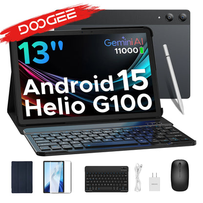 Doogee Tab E3 Pro 2 in 1 Tablet Pc 13" Android 15 Gemini Ai 32Gb Ram(8+24) 256Gb 11000Mah Battery Helio G100 Octa Core Tablet Pc.