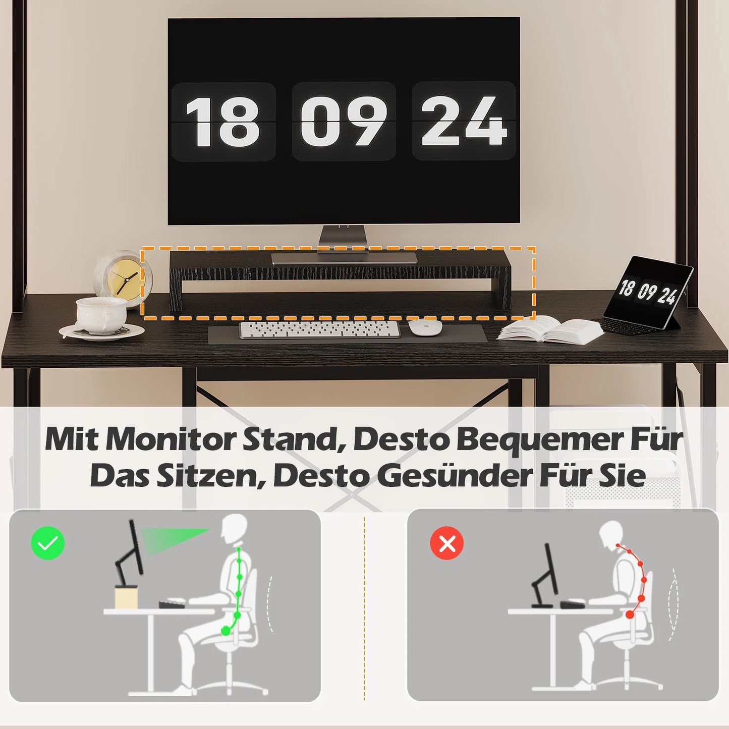 Devoko Gaming Tisch mit LED & Steckdosen,120x60 cm DIY-Stecktafel Schreibtisch mit Ablageregalen