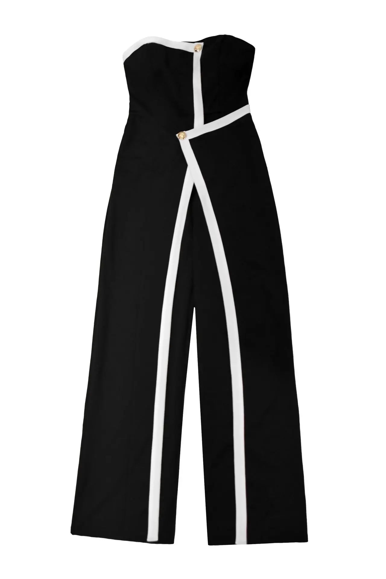 Elegant Sleeveless Wrap Chest Women's Button Strapless Irregular Jumpsuits 2025 One PieceWide Leg Outfits Night Club Streetwear