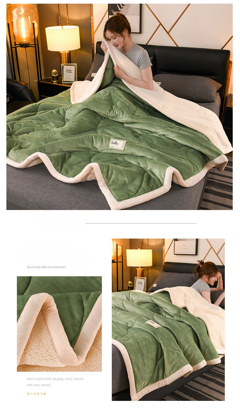 Milk Fleece Autumn Winter Warm Weighted Blankets for Beds European Thickened Beibei Velvet Throw Blanket Warmth Quilt Comforter