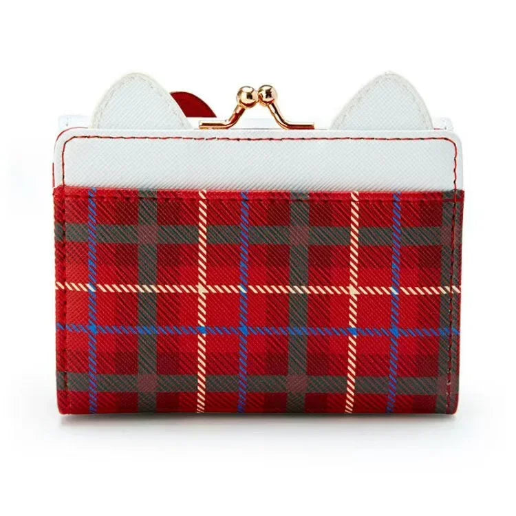 Sanrio Hello Kitty Bag Kawaii Cinnamoroll My Melody Kuromi Casual Fashion PU Leather Wallet Cute Folding Card Bag Birthday Gifts.