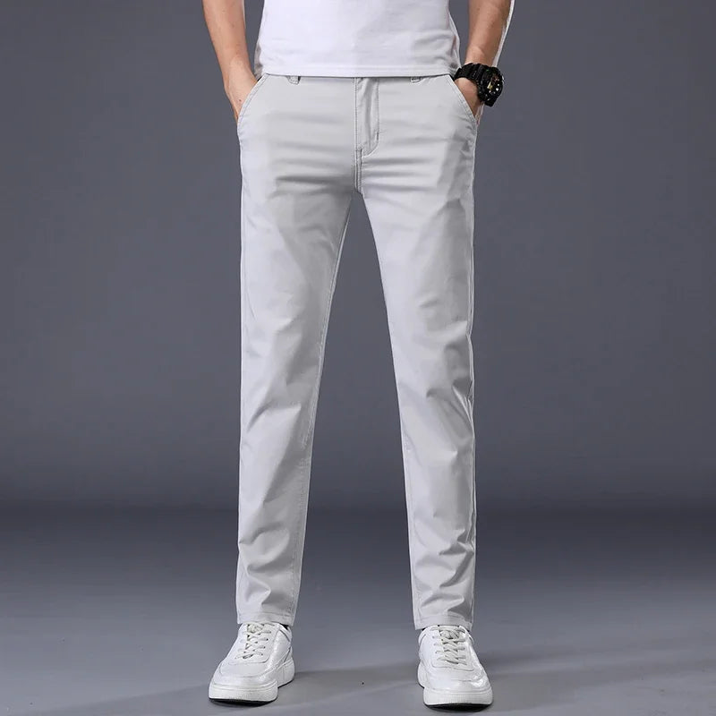 Thin Men's Pants Classic 7 Colors Summer New Casual Pant Business Fashion Stretch Cotton Slim Brand Male Trousers