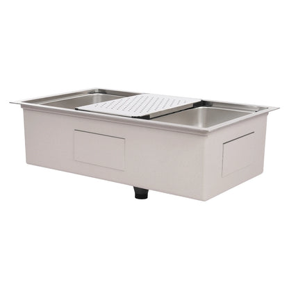 Küchenspüle aus Edelstahl, 8,66 Zoll tief, Abtropfkorb, Innenbecken, Unterbau- oder Überbau-Design