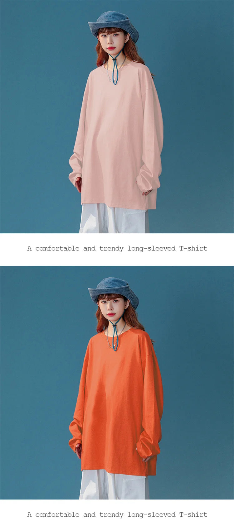 COUTUDI-Oversized T-Shirt for Women, Loose Pullover,Long Sleeve, Casual 100% Cotton Tee Shirt, Lady Tops, Korean Streetwears.