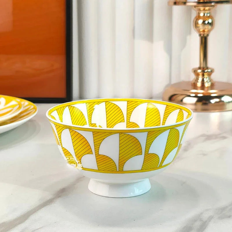 European style tableware, bone china, geometric creativity, home style steak plate dining plate, sunshine cup and plate set gift