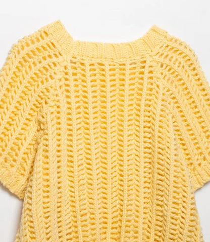 MUJER 2025 Stricken Crop Tops Frau Kurzarm Pullover Gestrickte Kurze Pullover für Frauen Gebunden Strickwaren Mode Damen Pullover.