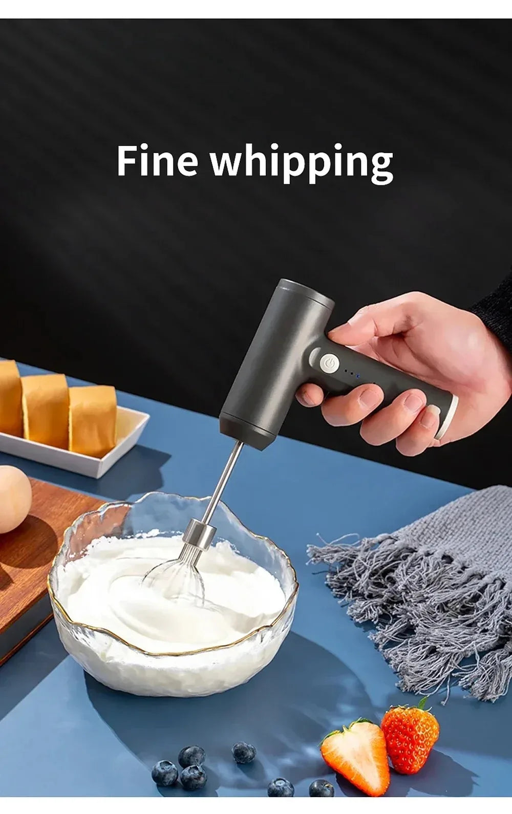 Diwiter 1 PCS Wireless Electric Food Mixer Portable 3 Speeds Egg Beater Baking Dough Cake Cream Mixer Kitchen Tools.