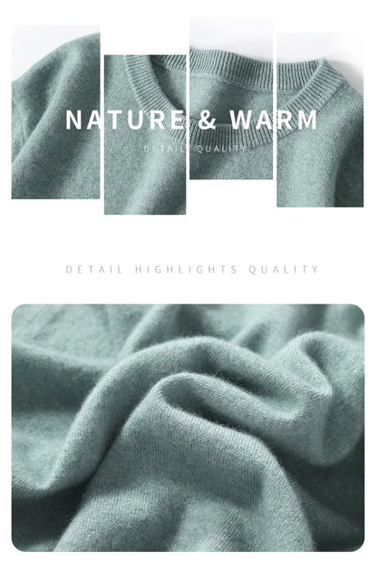 2025 100% Pure Merino Wool Men's Round Neck Pullover Solid Color Plus Size Casual Sweater Autumn And Winter Sports Cashmere Top