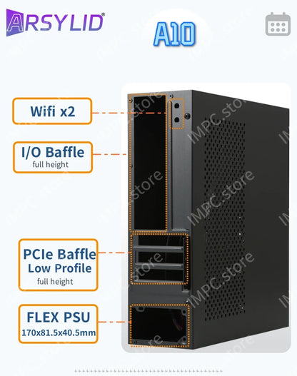 A10 7.3L M-ATX Chassis A4 HTPC Portable Computer PC Support PCIe 2.5' SSD Drive Mini Flex PSU Case.